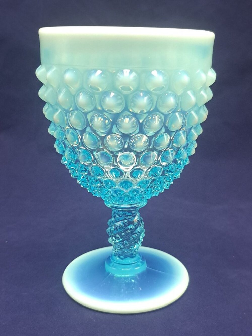 Fenton Opalescent Blue Hobnail Goblet Collectible Glassware Elegant Design